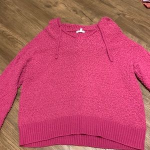 pink knit hoodie